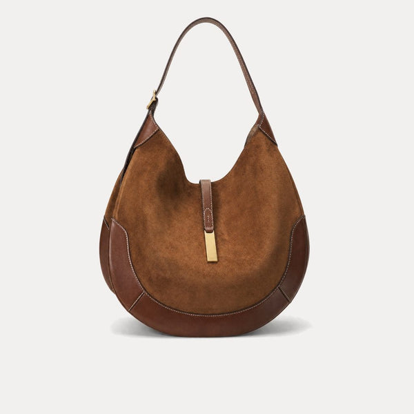 Domitille | Bolso hobo bimaterial marrón