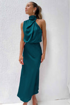 Violetta | Vestido largo drapeado de cuello alto