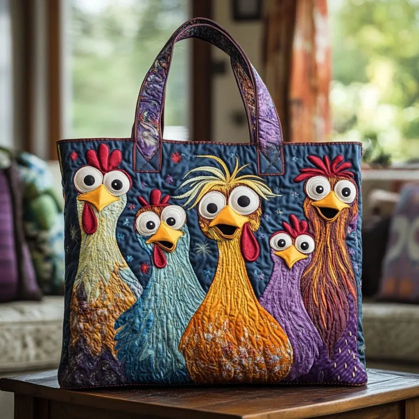 Bolso artesanal Cinco gallinas de colores