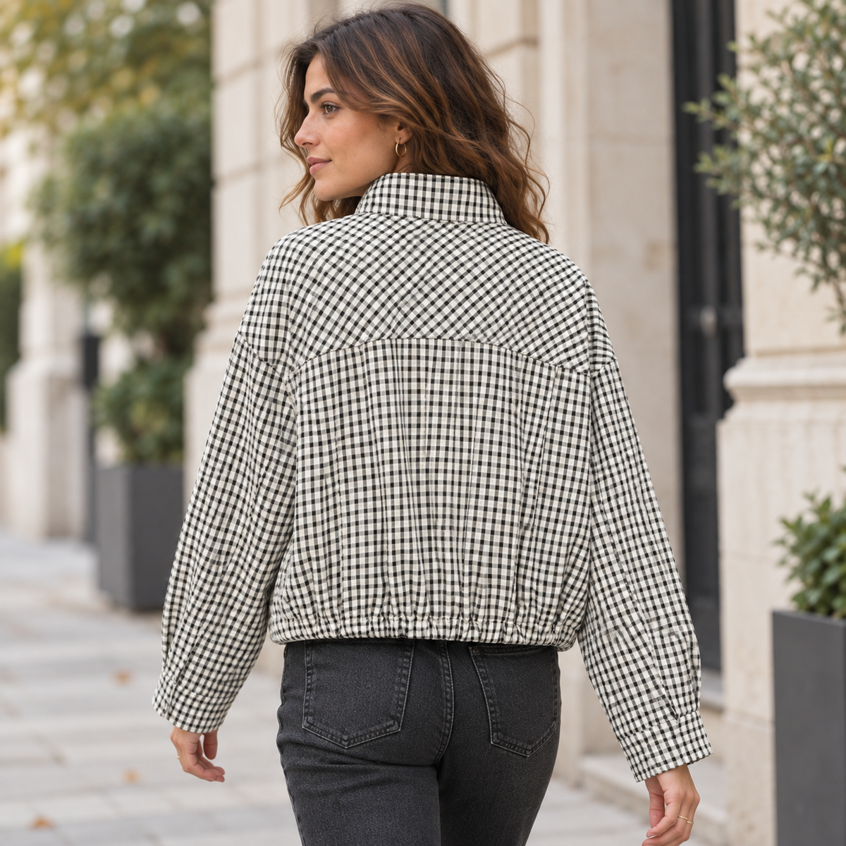 Belén | Bomber crop de cuadros vichy