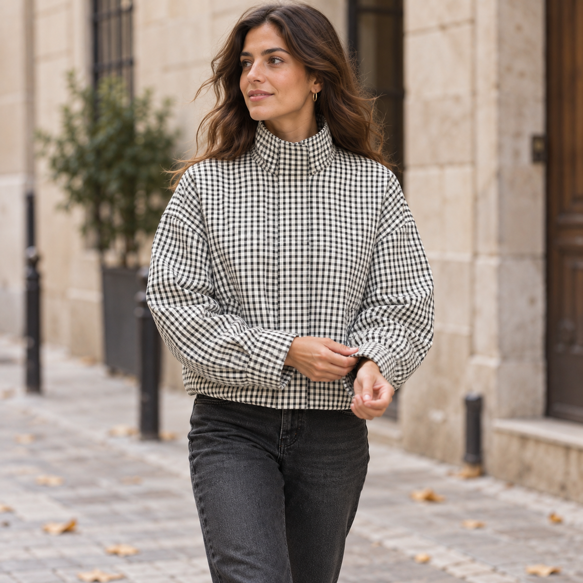Belén | Bomber crop de cuadros vichy