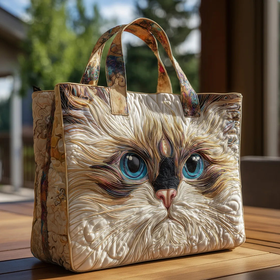Bolso artesanal Gato blanco de ojos azules