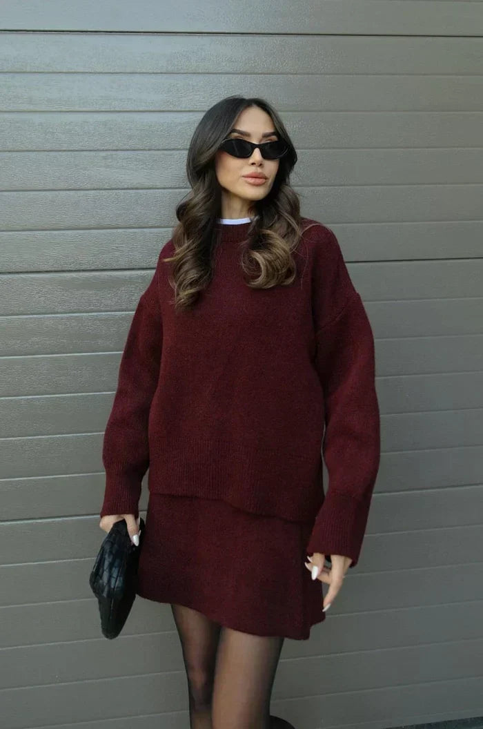 Beatrice | Conjunto de punto suave de top y falda