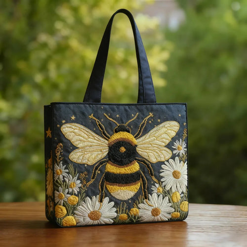 Bolso artesanal Abeja con margaritas y estrellas