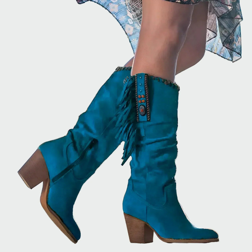 Dakota | Botas boho-western con flecos y turquesas