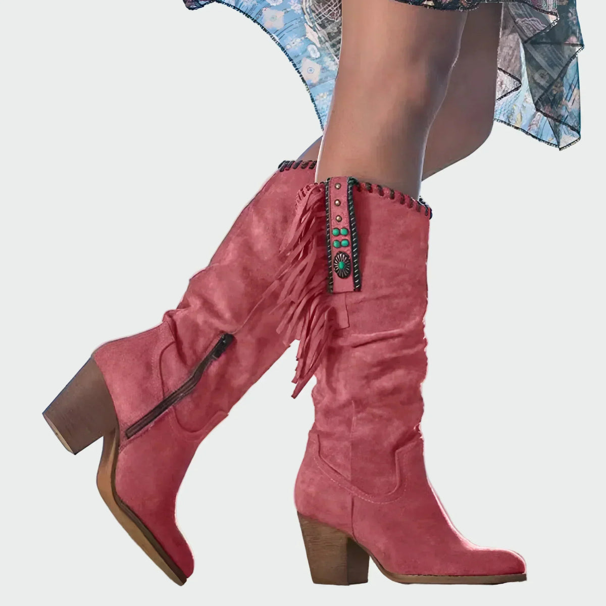 Dakota | Botas boho-western con flecos y turquesas