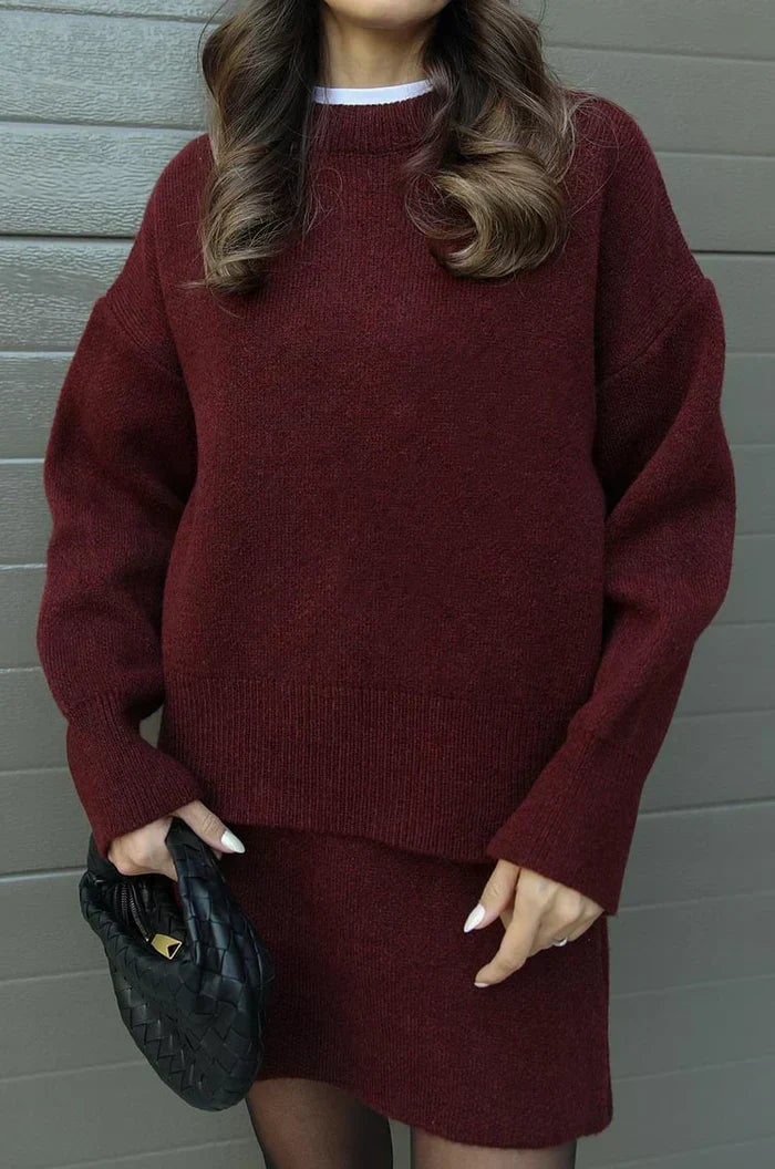 Beatrice | Conjunto de punto suave de top y falda