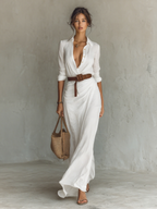 Alina | Vestido maxi camisero con cinturón