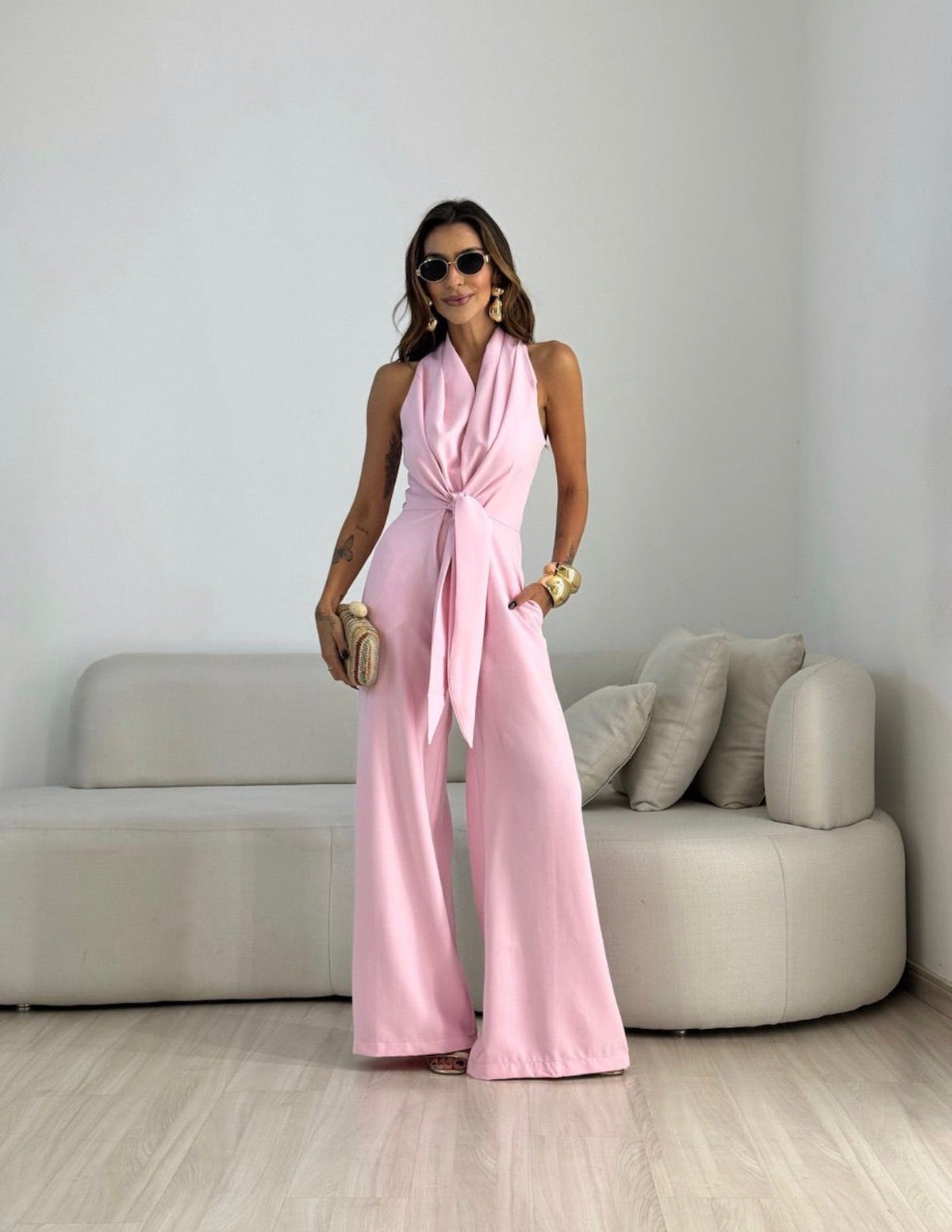 Arabella | Mono de cuello halter y pierna ancha