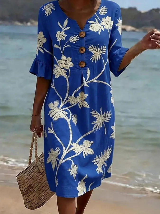 Vestido veraniego  de mujer con estampado floral.