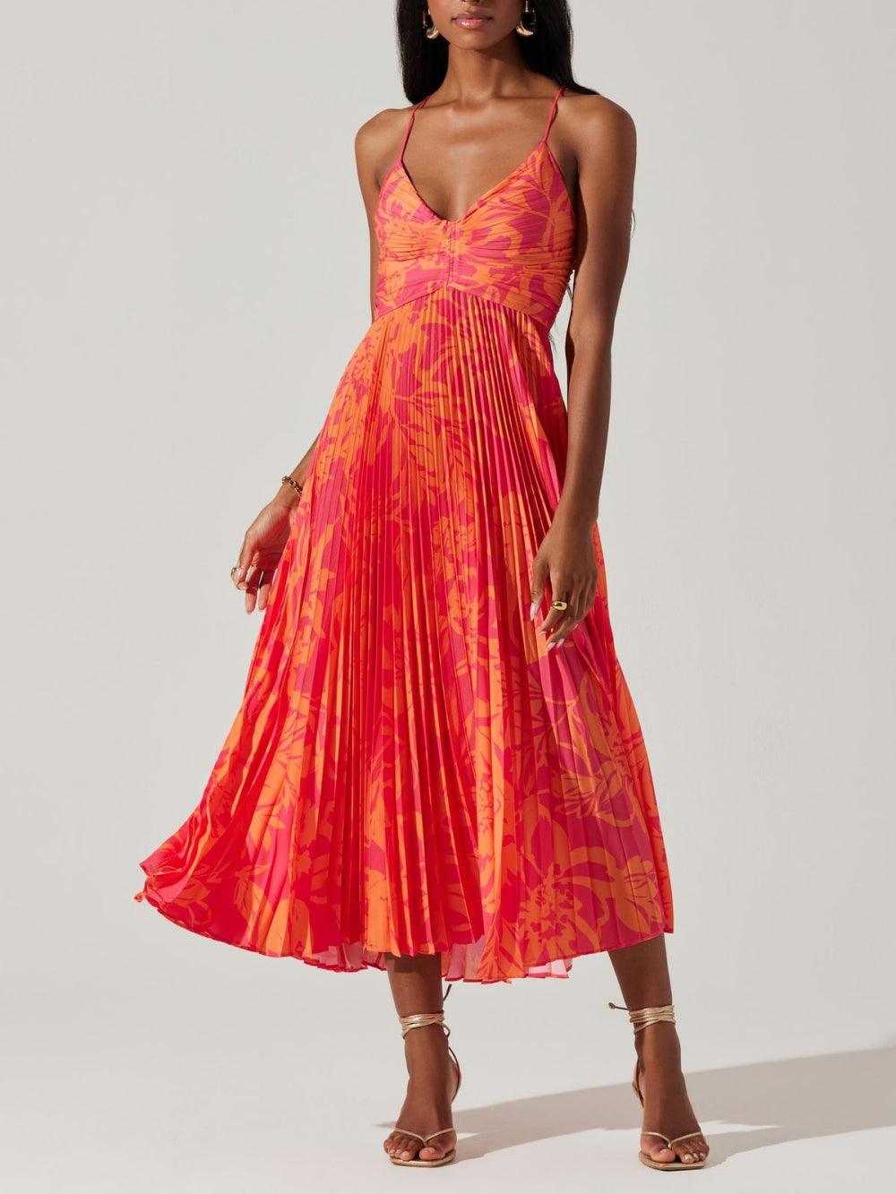 Heather | Vestido midi plisado floral