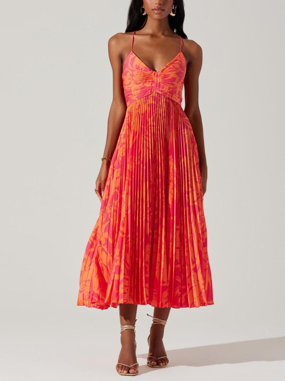 Heather | Vestido midi plisado floral