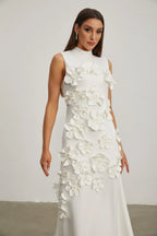 Camellia | Vestido maxi de lujo con flores en relieve