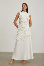 Camellia | Vestido maxi de lujo con flores en relieve