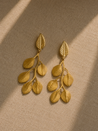 Gema | Pendientes de hojas en relieve dorados