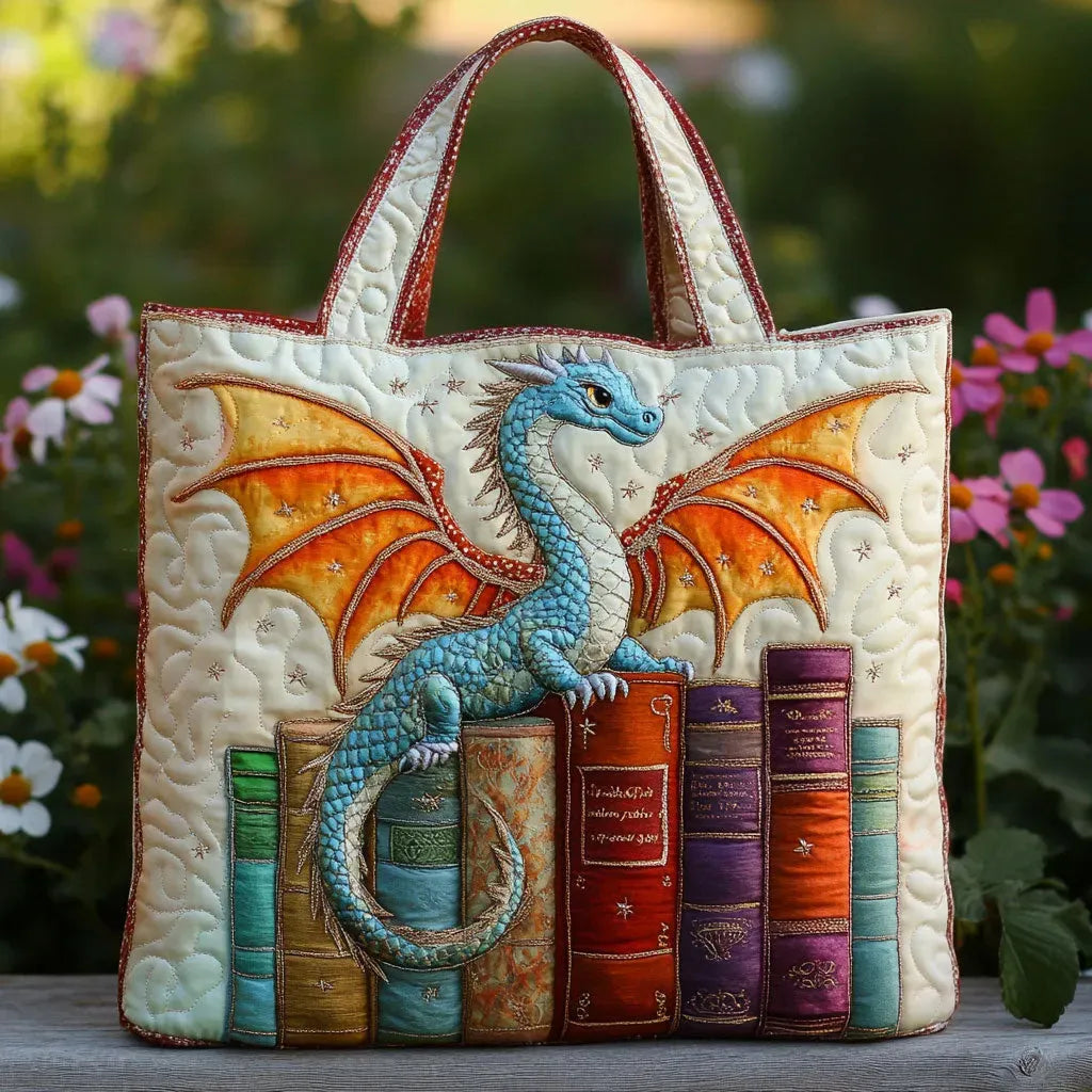 Bolso artesanal Dragón esmeralda guardián de libros