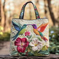 Bolso artesanal Colibrí y flores blancas