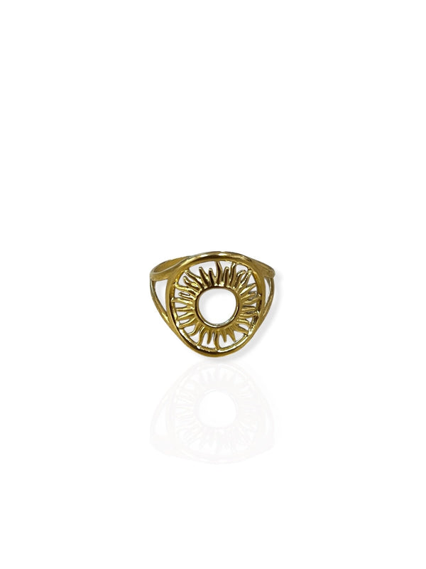 Solea | Anillo óvalo de sol dorado