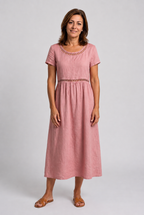 Livia | Vestido midi bordado de mezcla de lino