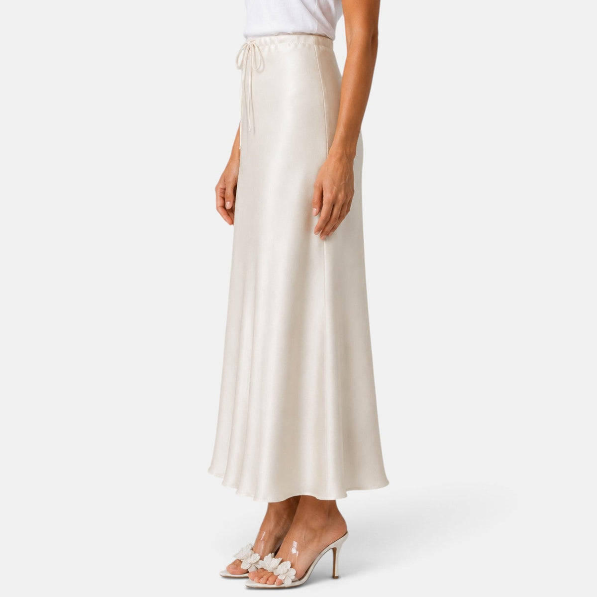 Allegra | Gonna lunga satinata con laccetto
