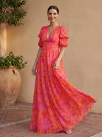 Olvera | Vestido floral con mangas abullonadas