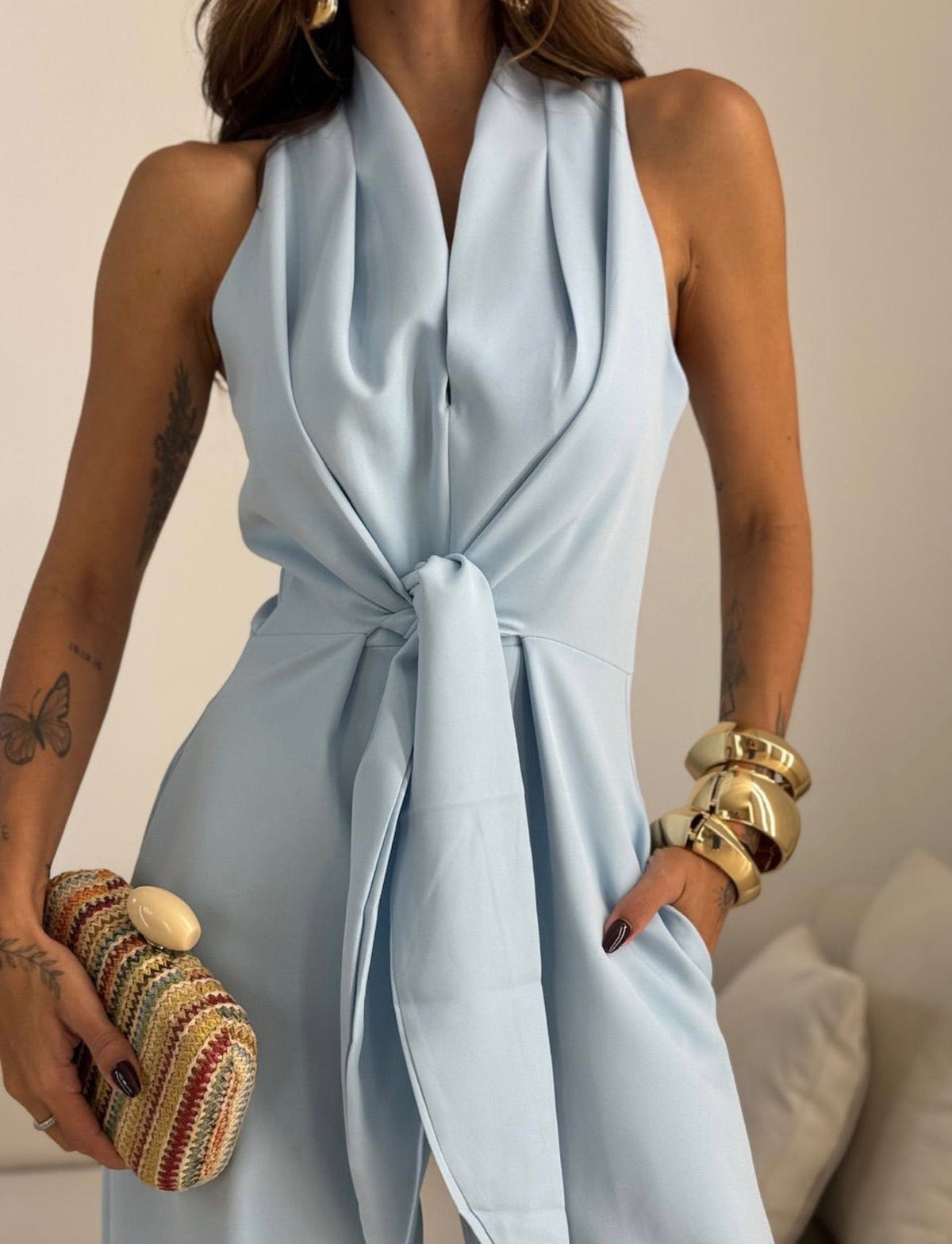 Arabella | Mono de cuello halter y pierna ancha