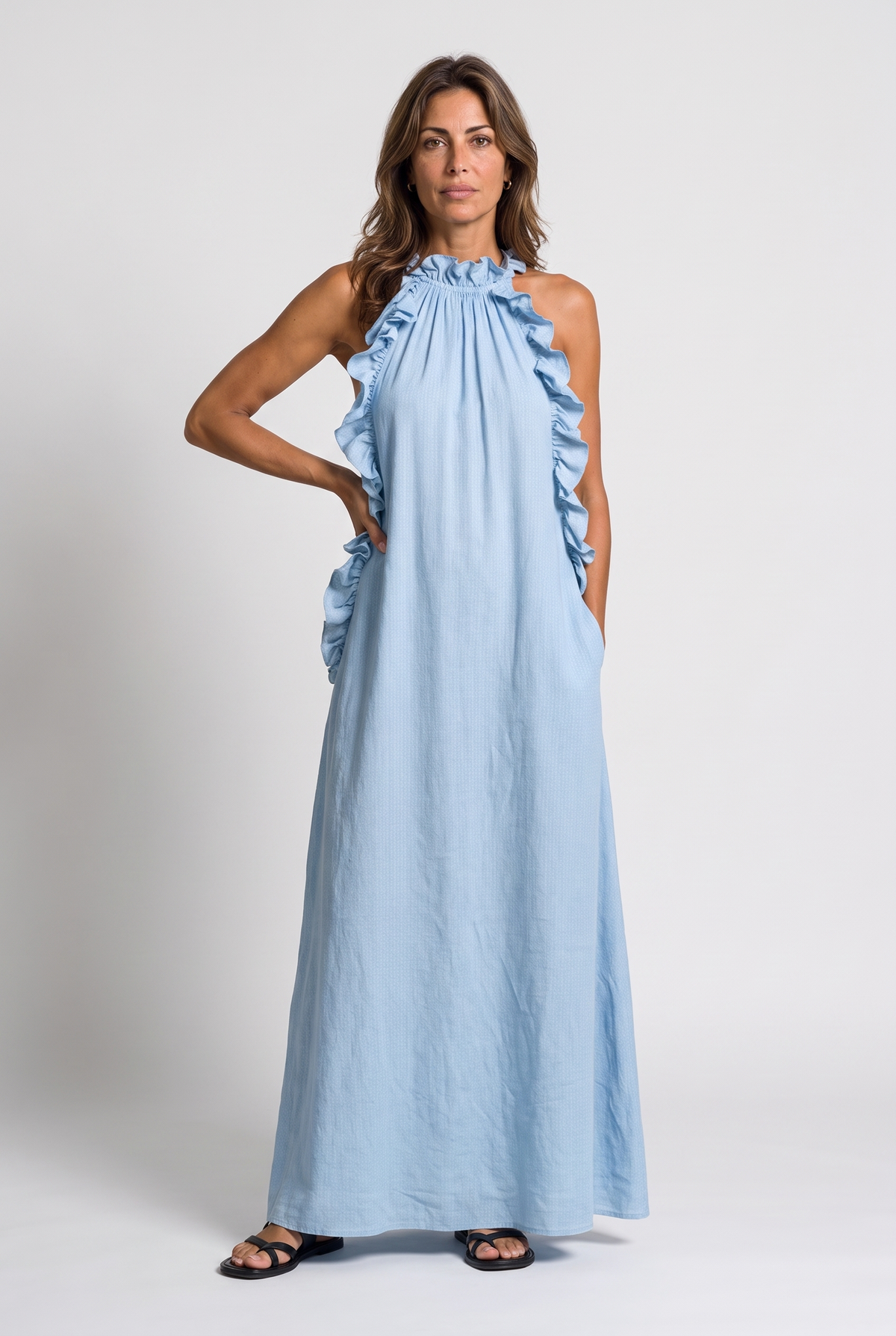 Lua | Vestido maxi sin mangas con bolsillos