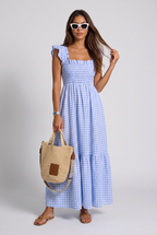 Lyra | Vestido maxi de cuadros vichy
