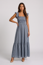Lyra | Vestido maxi de cuadros vichy