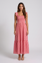 Lyra | Vestido maxi de cuadros vichy