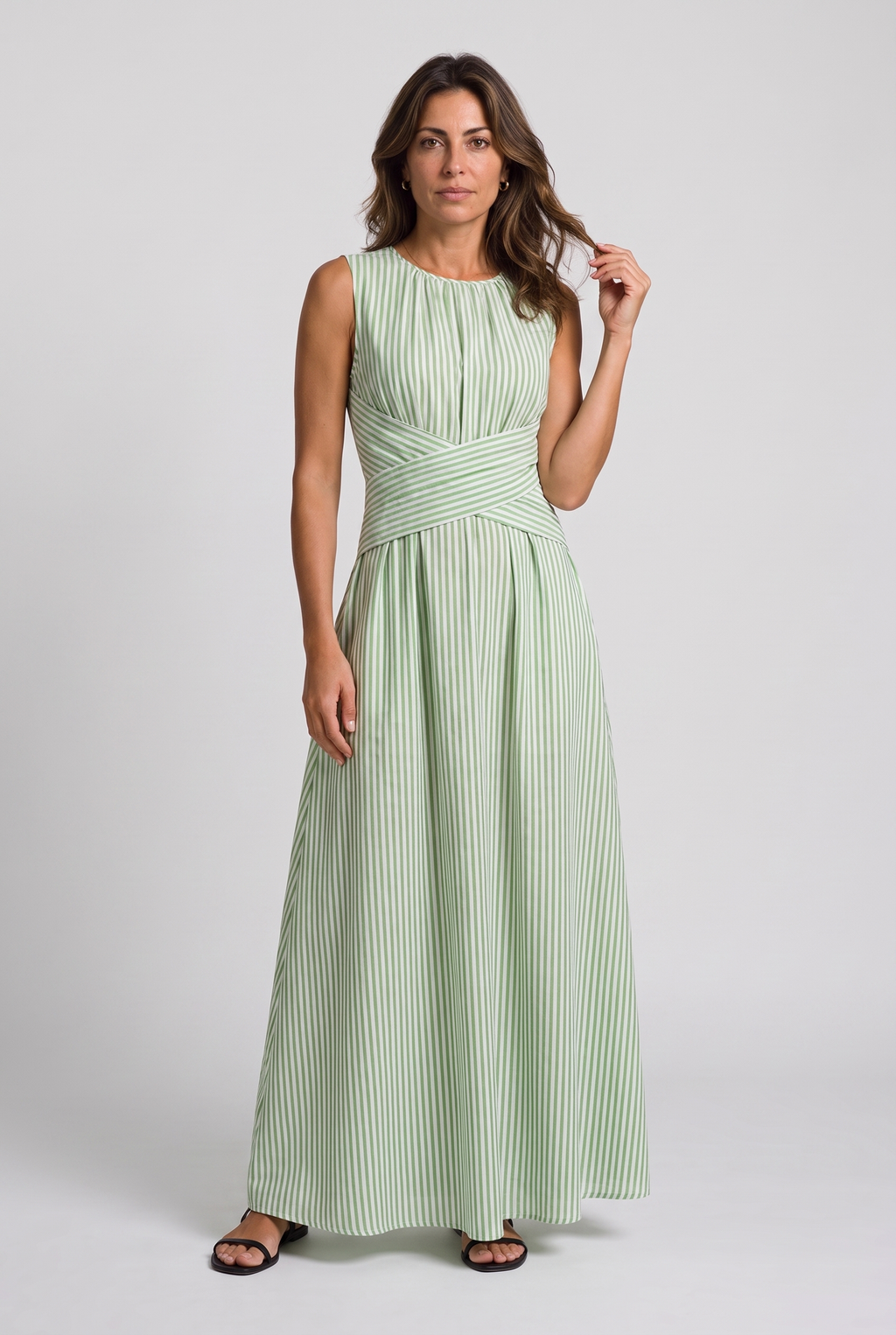 Aitana | Vestido de rayas con cintura cruzada