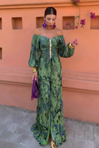 Gregoria | Vestido largo floral con escote profundo