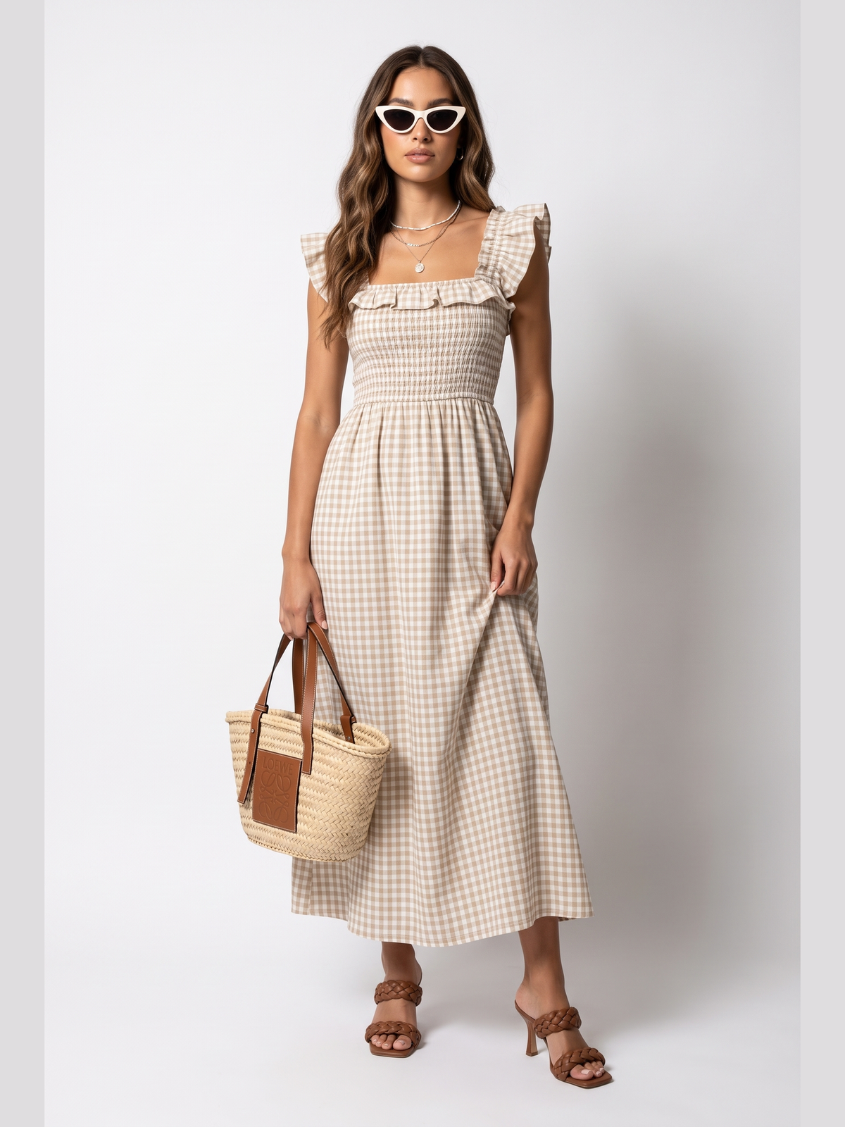 Lyra | Vestido maxi de cuadros vichy