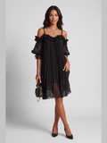 Noemí | Vestido corto negro de hombros descubiertos