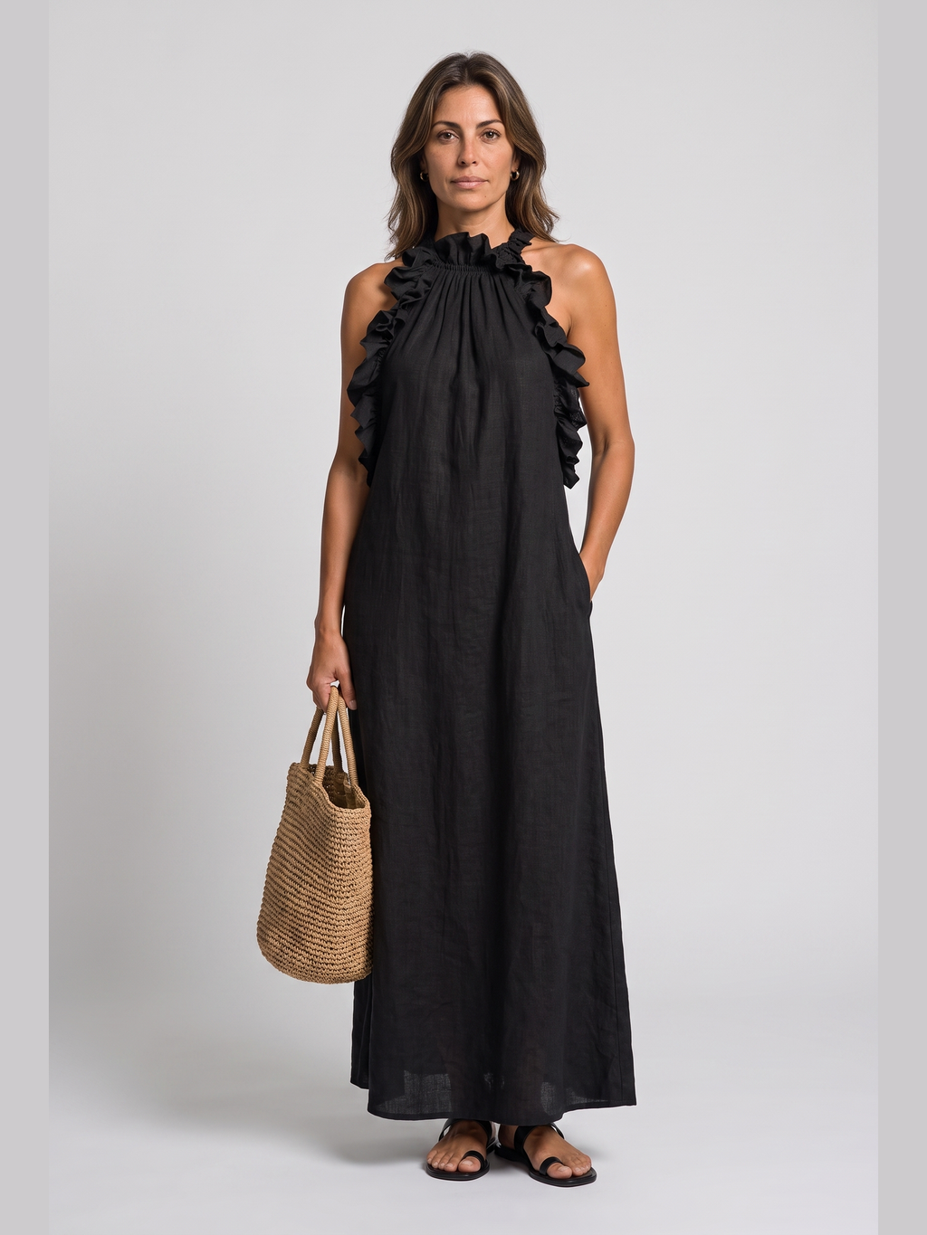 Lua | Vestido maxi sin mangas con bolsillos