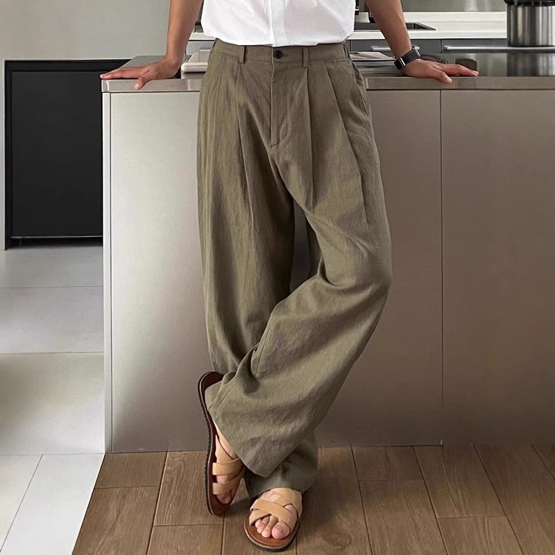 Gino | Pantalone in lino a gamba larga