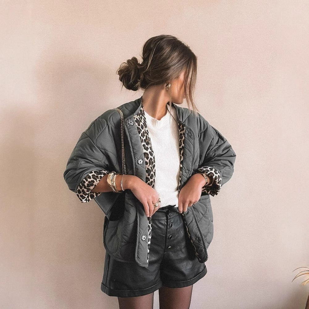 Maite | Chaqueta guateada con forro de leopardo