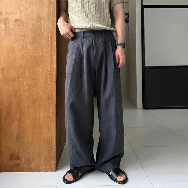 Gino | Pantalone in lino a gamba larga