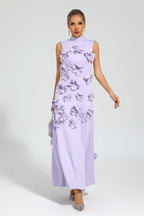 Camellia | Vestido maxi de lujo con flores en relieve