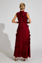 Camellia | Vestido maxi de lujo con flores en relieve