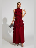 Camellia | Vestido maxi de lujo con flores en relieve