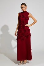 Camellia | Vestido maxi de lujo con flores en relieve