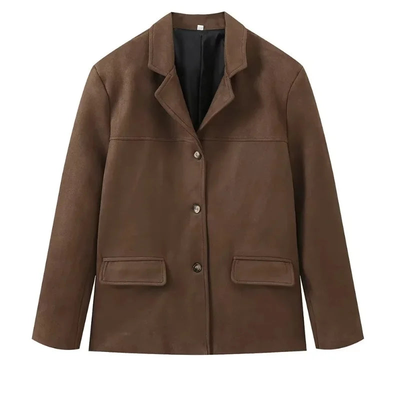 Yolanda | Blazer de antelina con bolsillos