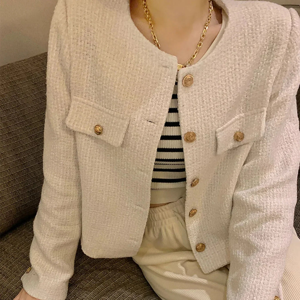 Soledad | Chaqueta tweed con botones dorados