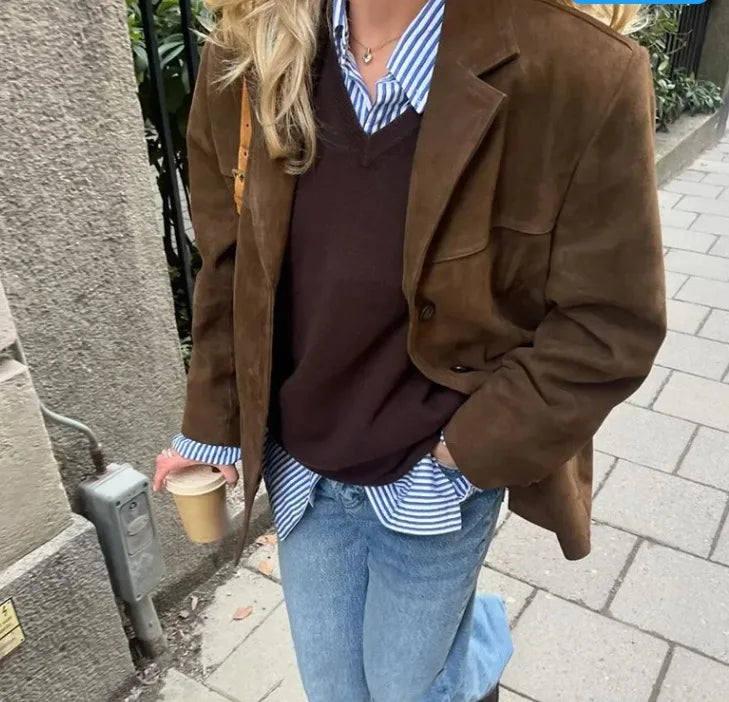 Yolanda | Blazer de antelina con bolsillos