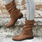 Olivia | Botas planas retro con hebillas