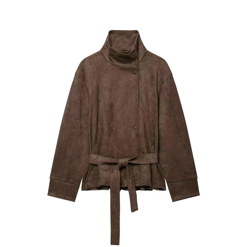 Nieves | Chaqueta de antelina con cinturón