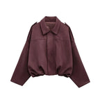 Agustina | Bomber de antelina oversize con solapa