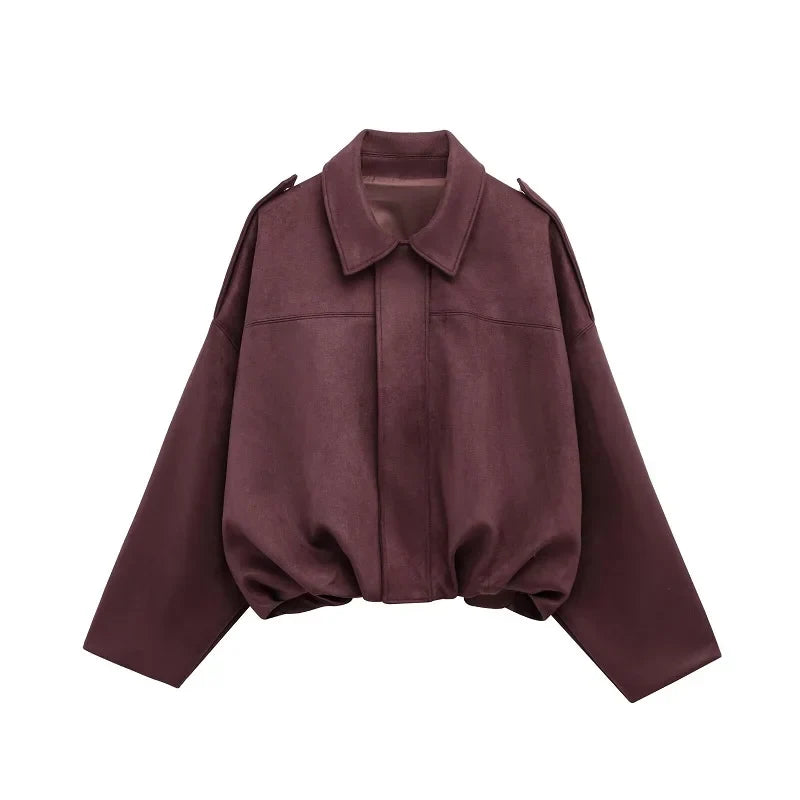 Agustina | Bomber de antelina oversize con solapa
