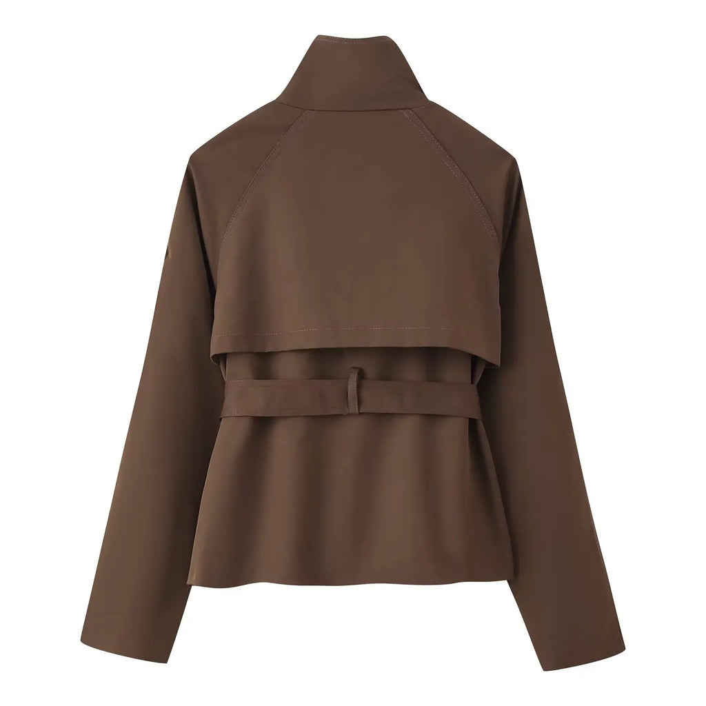 Pilar | Gabardina corta con cuello alto y cinturón